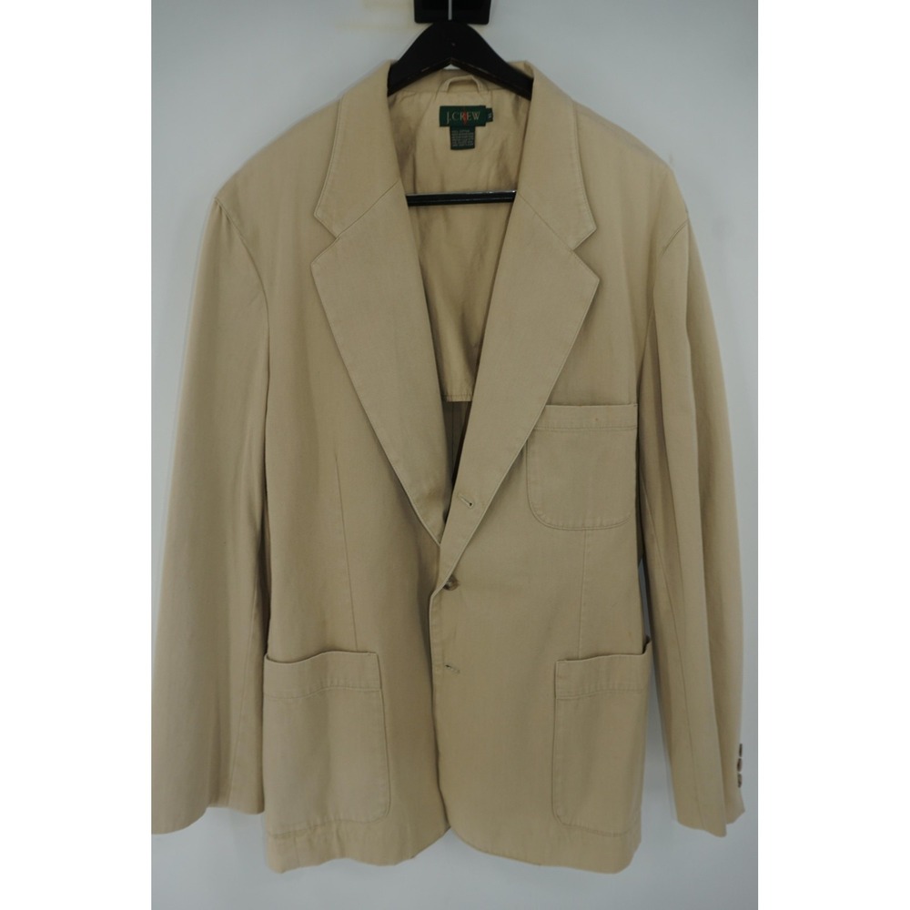 J Crew Blazer Sport Coat Beige 100% Cotton Patch Pockets Men's XL Hong Kong
